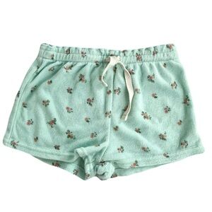 H&M Floral Mint Green Terry Cloth Shorts
